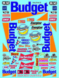 Vinyl R/C Racing Sponsor Sticker Gang Sheet 20 Budget -1/4-1/5 � 1/6th Scale Model Decal Sticker Sheet Radio Control Lexan Body � Die-Cut to Shape - Peel & Stick � Water Slide Rental