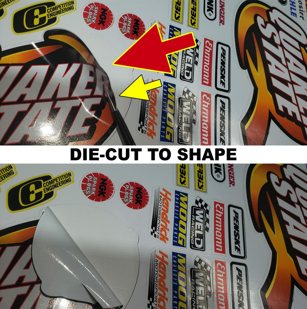 WHITE Vinyl Gloss Penske Mobil Orange R/C Racing Sponsor Sticker Small-1/24-1/16th Scale Model Decal Sticker Radio Control Lexan Body-Graphics for R/c Cars, Boats, Trucks Scale Model–Die-cut to shape