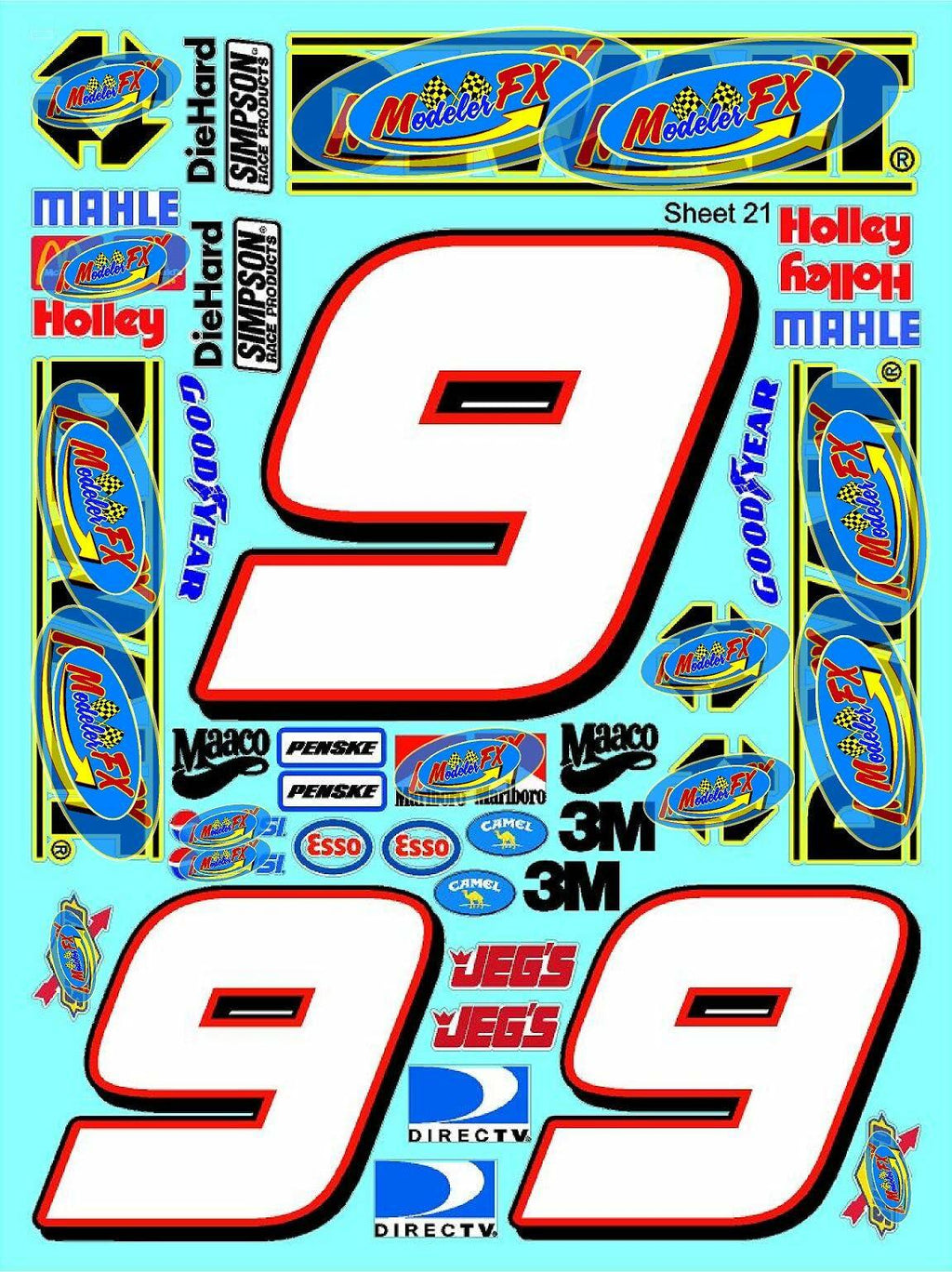 White Vinyl Gloss Sheet 21 Vinyl R/C Racing Sponsor Sticker Small-1/24-1/16th Scale Model Decal Sticker Radio Control Lexan Body-Graphics for R/c Cars, Boats, Trucks Scale Model–Die-Cut