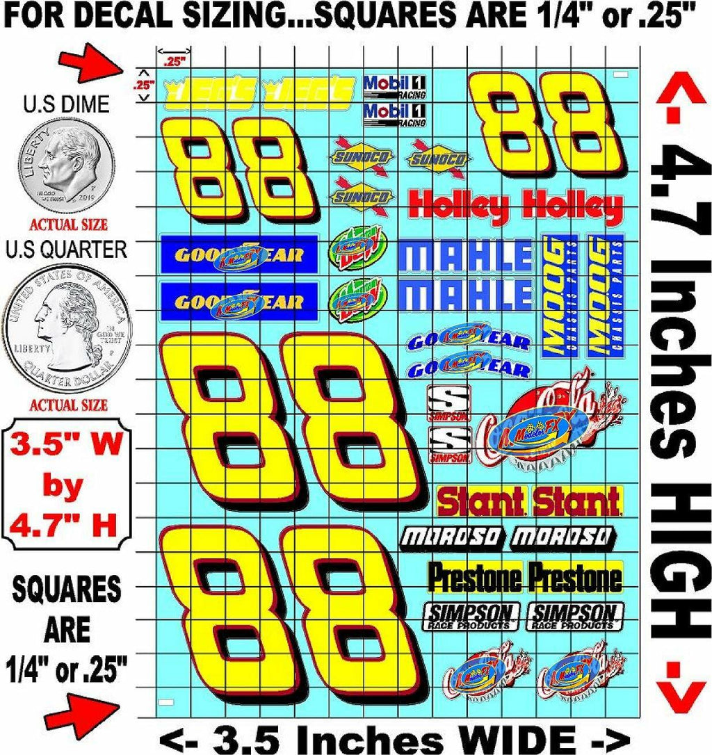 White Vinyl Gloss #88's Stockcar Vinyl R/C Racing Sponsor Sticker Small-1/24-1/16th Scale Model Decal Sticker Radio Control Lexan Body-Graphics for R/c Cars, Boats, Trucks Scale Model–Die-Cut