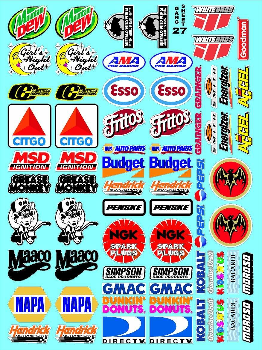 Clear Matte Finish Vinyl Sticker Variety Sheet 27 Variety - 1/12 to 1/10th Scale R/C Model Decal Sticker Sheet Radio Control Lexan Body