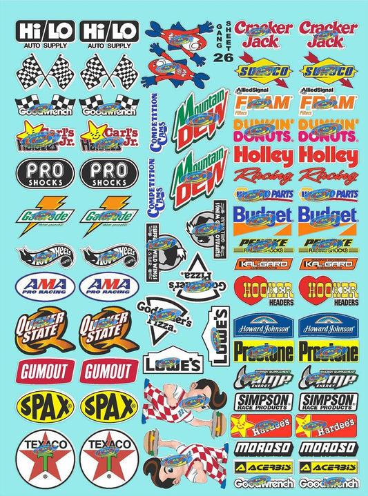 Clear Matte Finish Vinyl Sticker Variety Sheet 26- Variety - 1/12 to 1/10th Scale R/C Model Decal Sticker Sheet Radio Control Lexan Body