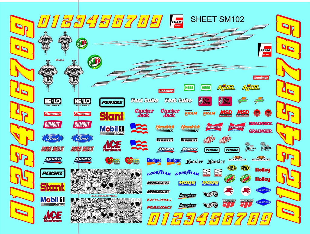 White High Gloss Vinyl Die-Cut to Shape Sm-102 - R/c & Slot Car 1/24-1/18th Scale and Smaller Autographic Detailing Body/Shell for Lexan-Polycarbonate and monocoat