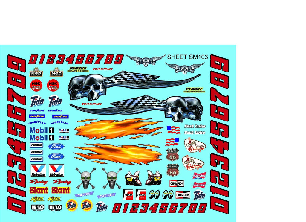 White High Gloss Vinyl Die-Cut to Shape Sm-103 - R/c & Slot Car 1/24-1/18th Scale and Smaller Autographic Detailing Body/Shell for Lexan-Polycarbonate and monocoat