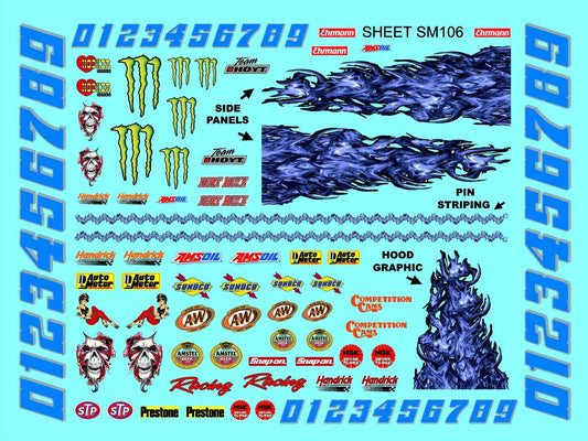 Clear Matte Finish Vinyl Sticker Sheet SM106-R/C Model Decal-1/24th-1/18th Scale DIE-Cut-Peel Radio Control | Slot Cars l Lexan
