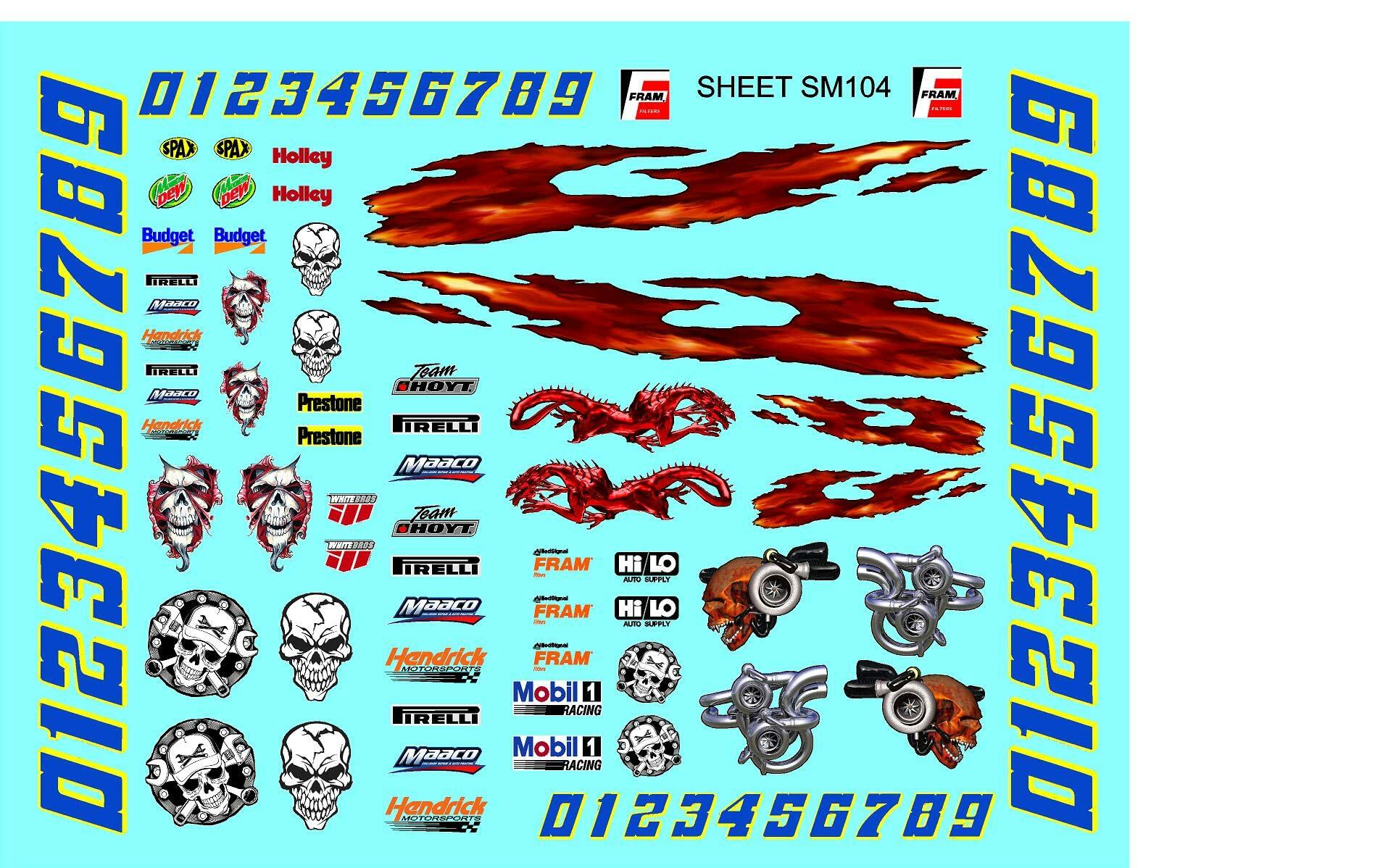 Clear Matte Finish Vinyl Sticker Sheet SM104-R/C Model Decal-1/24th-1/18th Scale DIE-Cut-Peel Radio Control | Slot Cars l Lexan