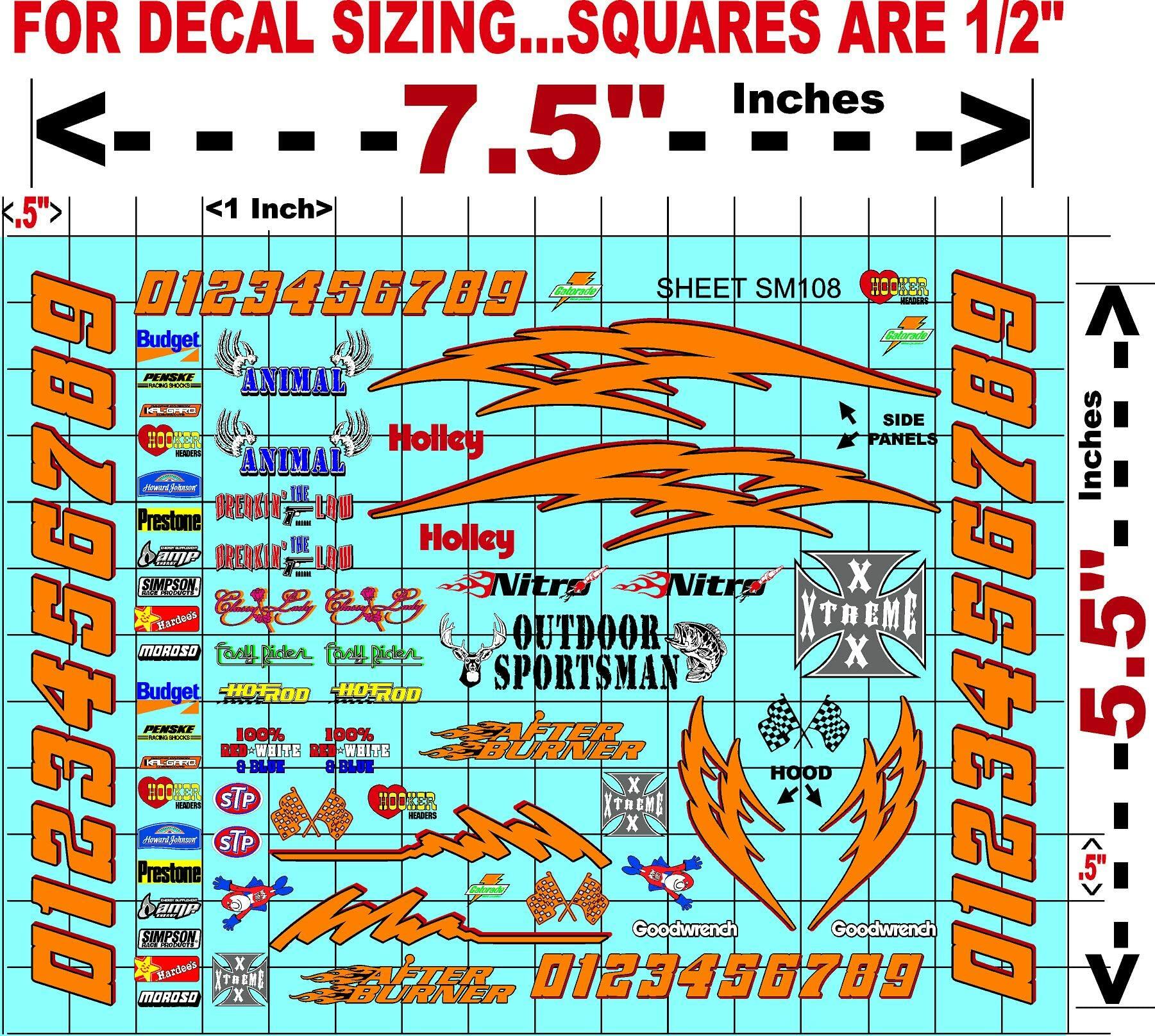 Clear Matte Finish Vinyl Sticker Sheet SM108-R/C Model Decal-1/24th-1/18th Scale DIE-Cut-Peel Radio Control | Slot Cars l Lexan