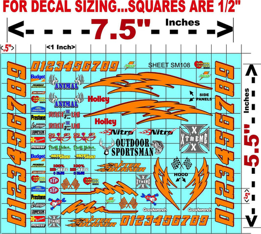 Clear Matte Finish Vinyl Sticker Sheet SM108-R/C Model Decal-1/24th-1/18th Scale DIE-Cut-Peel Radio Control | Slot Cars l Lexan