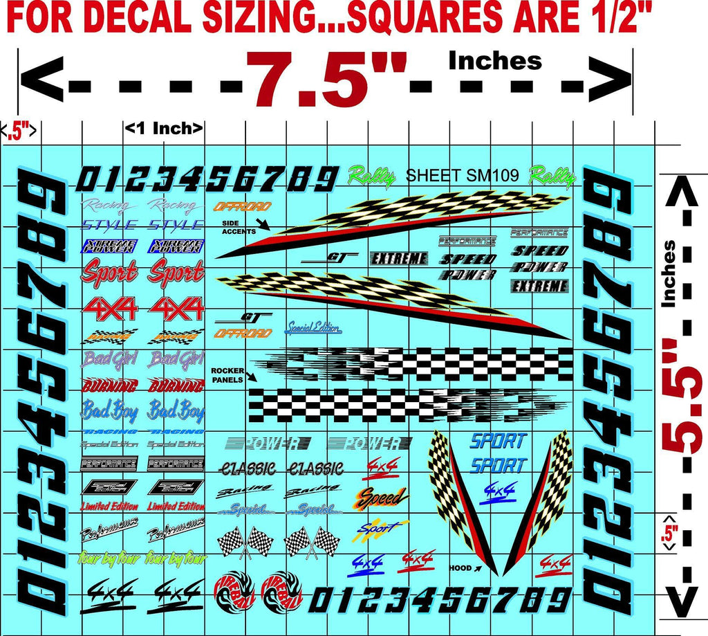 White High Gloss Vinyl Die-Cut to Shape Sm-109 - R/c & Slot Car 1/24-1/18th Scale and Smaller Autographic Detailing Body/Shell for Lexan-Polycarbonate and monocoat
