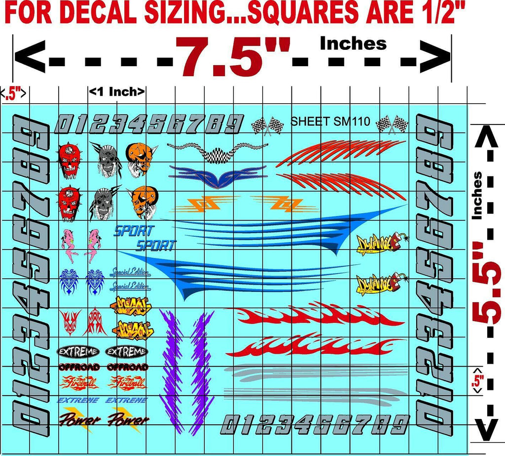 Clear Matte Finish Vinyl Sticker Sheet SM110-R/C Model Decal-1/24th-1/18th Scale DIE-Cut-Peel Radio Control | Slot Cars l Lexan