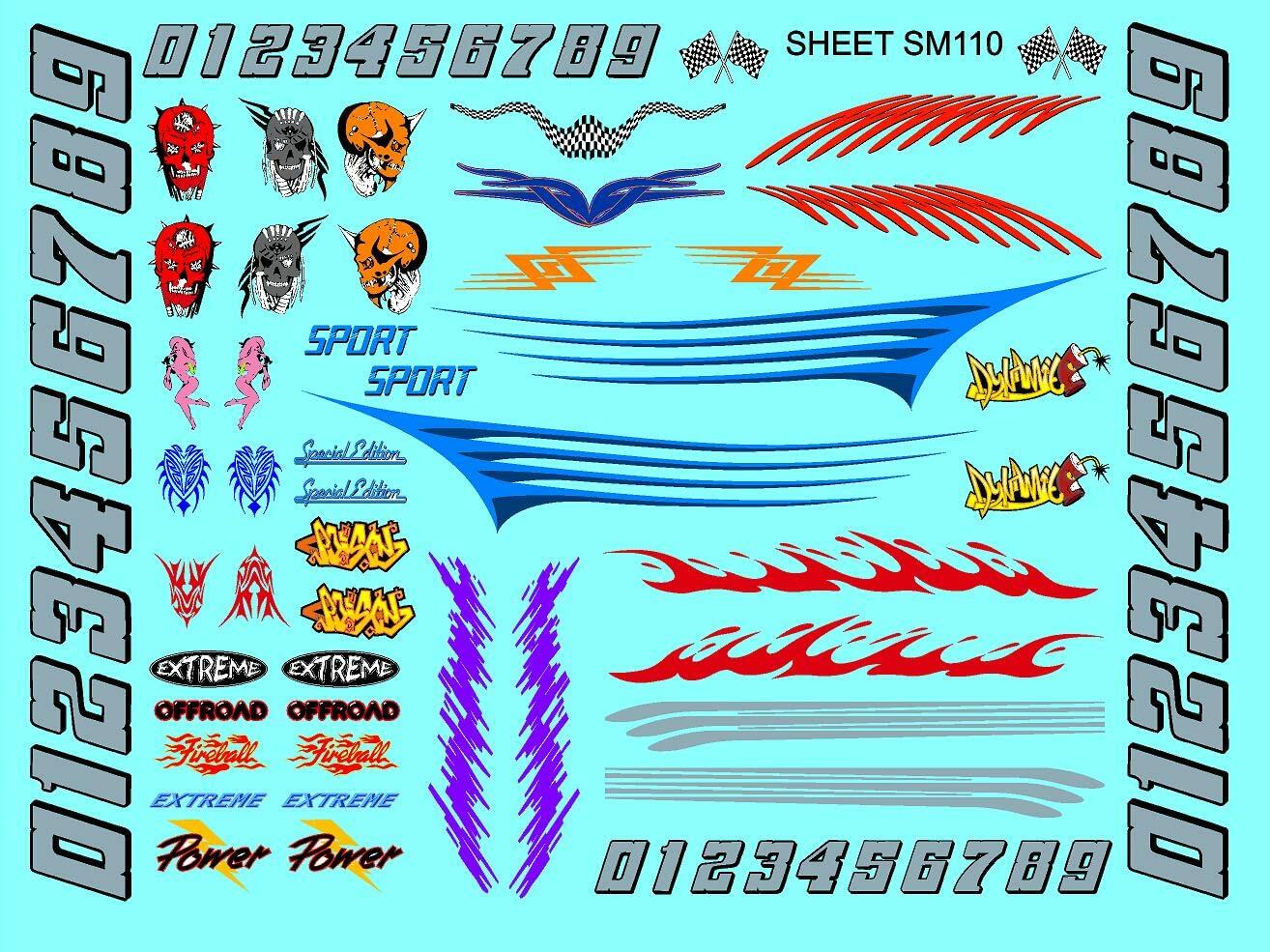 Clear Matte Finish Vinyl Sticker Sheet SM110-R/C Model Decal-1/24th-1/18th Scale DIE-Cut-Peel Radio Control | Slot Cars l Lexan